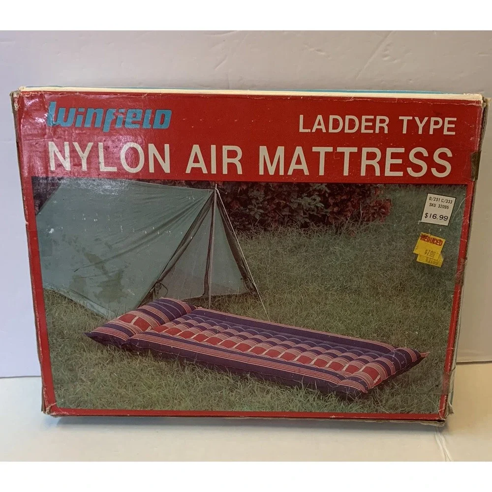 Vintage Extra Heavy Duty Coated Nylon Air Mattress Camping Ladder Type NEW NOS